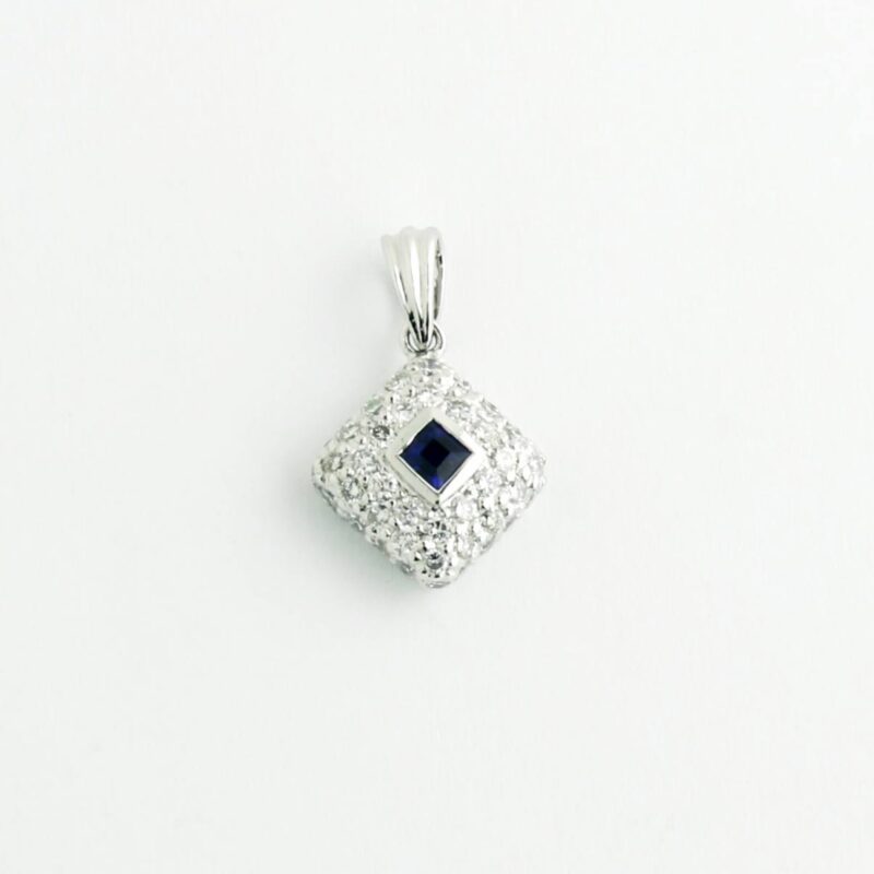 18K Gold Sapphire and Diamond Pendant