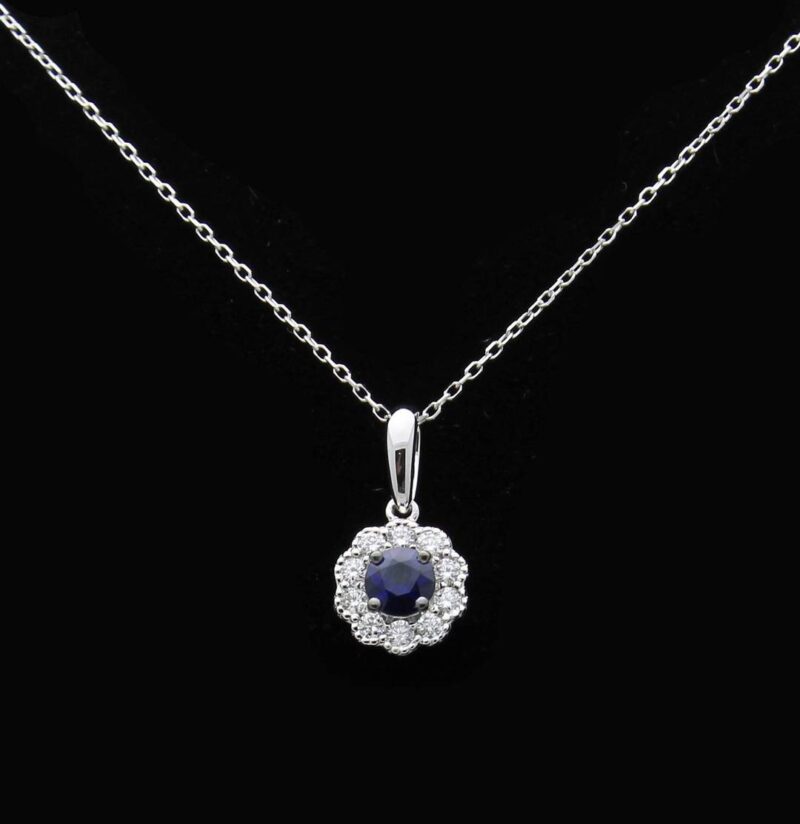 Diamond and Sapphire Pendant Necklace - Image 2