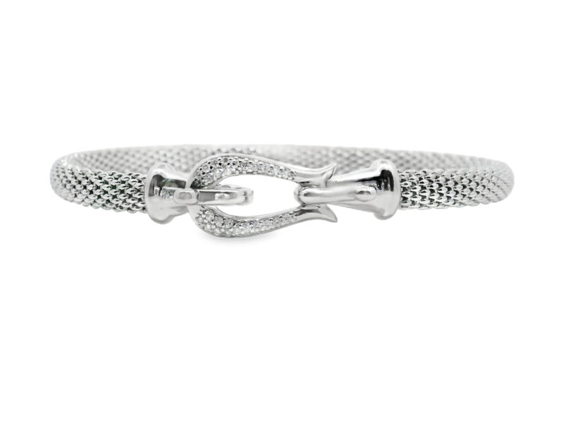 Sterling Silver Diamond Horseshoe Bangle