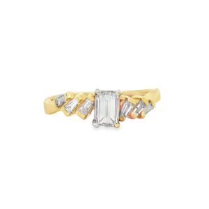 80-00040 Ring Ladies 14KT YG .425 Carat Emerald Cut Diamond H, SI-1 Engagement Ring