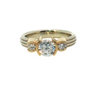 14K Gold Diamond Engagement Ring with Natural Center Stone