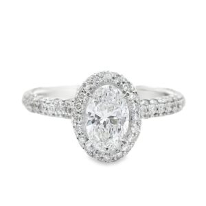 14K White Gold Oval Diamond Engagement Ring