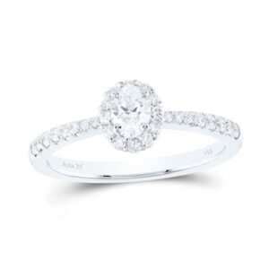 14K White Gold .50ct Diamond Engagement Ring with a Diamond Halo