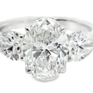 14K White Gold 3 Lab Grown Diamond Ring 3.20ct