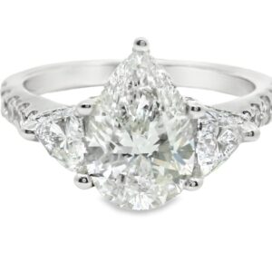 14K White Gold 3.00ct Pear Shaped Lab Grown Diamond Engagement Ring