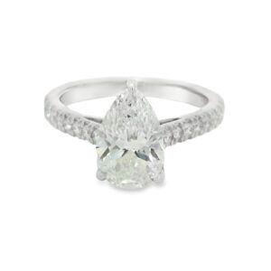 Lab-Grown Pear Diamond Engagement Ring in 14K White Gold