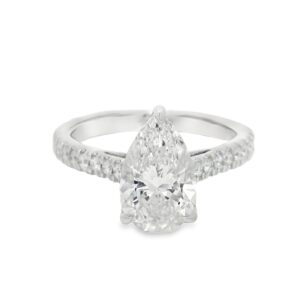 Lab-Grown Pear-Shaped Diamond Engagement Ring in 14K White Gold