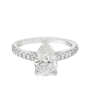 Lab-Grown Pear-Shaped Diamond Engagement Ring in 14K White Gold