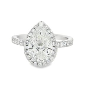 14K Gold Lab-Grown Pear Engagement Ring with Side Diamonds