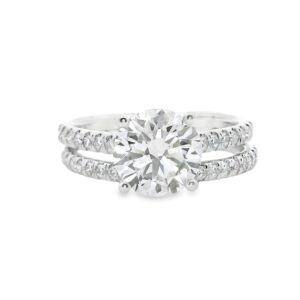 Lab-Grown 14K Gold Engagement Ring with 2.06ct Round Diamond Center Stone and Side Stones