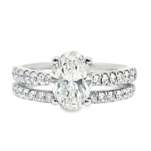 14K White Gold Oval Lab Grown Diamond Engagement Ring 2.33 Total Carats