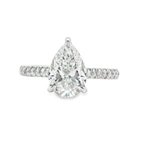 14K Yellow Gold Lab Grown Pear Shaped Diamond Engagement Ring