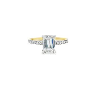 14K Yellow Gold Emerald Cut Lab Grown Diamond Engagement Ring - 1.51 CT - Size 7
