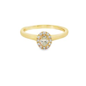 14K Yellow Gold Oval Diamond Engagement Ring