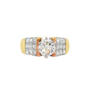 10-00108 Ring Ladies 18KT YG 1.38 TW Dia (18) Princess Cut Semi Mt 8.1 grams