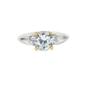 18K Gold and Platinum Round Diamond Engagement Ring Semi-Mount