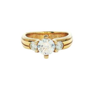 18K Two-Tone Gold Round Engagement Ring Semi-Mount for Women