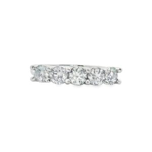 14K White Gold Diamond Anniversary Band with 5 Round Stones