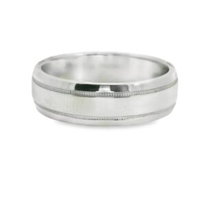 Ladies Platinum 5.5mm H/P Beaded Wedding Band Size 6 - 9.3 grams