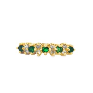 14K Yellow Gold Emerald and Diamond Ring