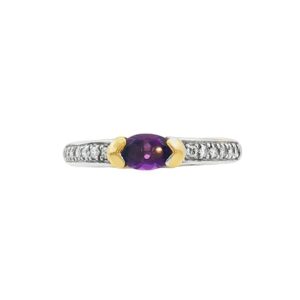 Women's 18KT Two Tone Oval Amethyst Ring