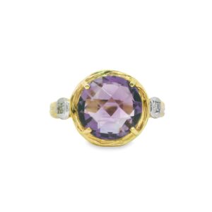 14K Gold Ring with Diamonds and Amethyst