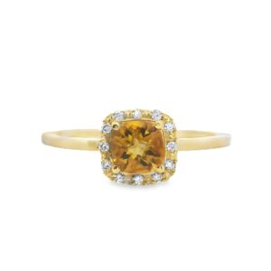 14K Gold Diamond and Citrine Ring