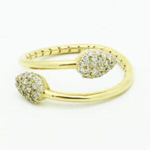 14K Yellow Gold Tear Drop Shaped Diamond Ring