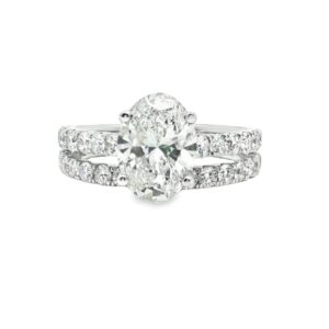 14K White Gold Lab Grown Oval Diamond Engagement Ring 1.98ct, G, VS-1,