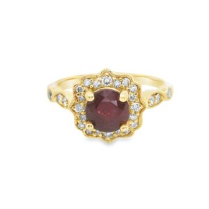 14K Yellow Gold Ruby and Diamond Ring