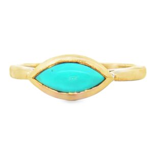 14K Yellow Gold Turquoise and Diamond Ring