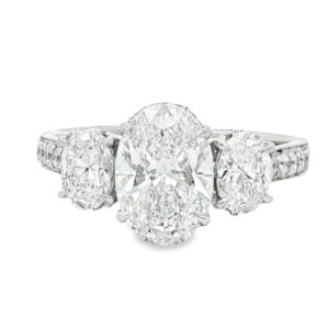 14K White Gold Lab-Grown Oval Diamond Ring with Side Stones