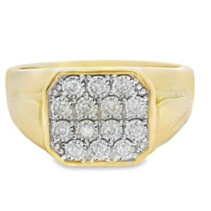 10K Yellow Gold Mens Diamond ring with 14 Diamonds .20ct
