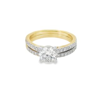 14K Yellow Gold Classic Diamond Ring Set with Lab-Grown Center Stone
