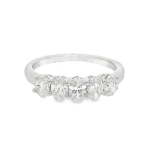 14K Gold Yellow Lab Grown Oval Diamond Ring with 5 Stones