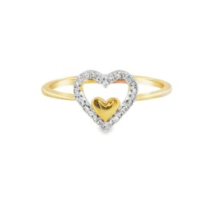 14K Yellow Gold Diamond Open Heart Ring