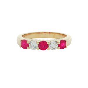 14K Yellow Gold Ruby and Diamond Ring