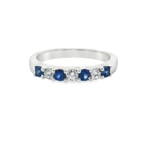 14K White Gold Sapphire and Diamond Band
