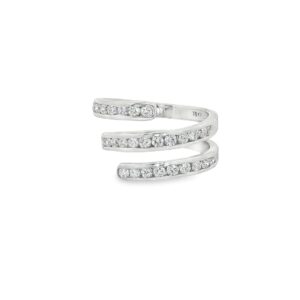 18K White Gold Channel Set Ring with Diamonds - Snake Style