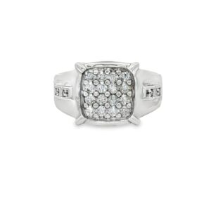 Men's 10K White Gold Diamond Cluster Ring