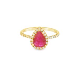 14kt Yellow Gold Burma Ruby Ring with Diamonds