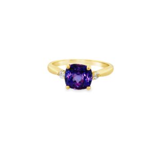 14K Yellow Gold Tanzanite + Diamond Ring Size 7