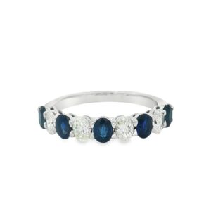 14K White Gold Sapphire Oval Ring