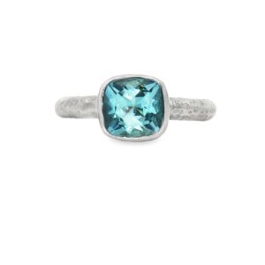 Aquamarine Cushion Cocktail Ring in 14K Gold for Women