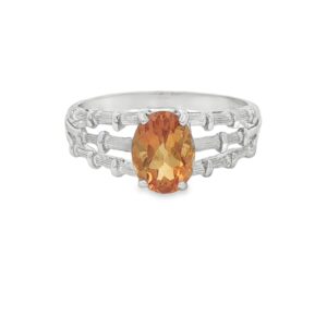 Ladies 10K White Gold Citrine Oval Ring