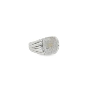 Men's 14K White Gold Signet Cushion Ring