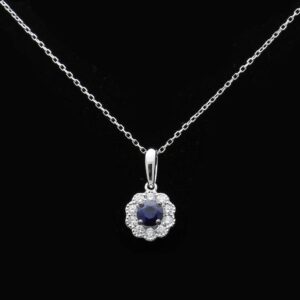 Diamond and Sapphire Pendant Necklace