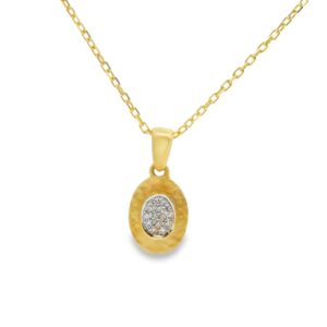 14K YG Dia .07ctw Oval Bezel Necklace