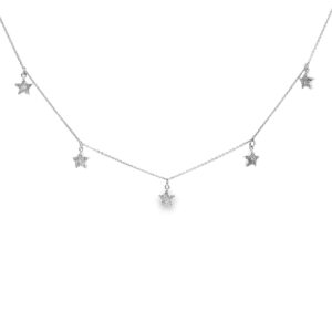 14K White Gold Diamond Star Necklace