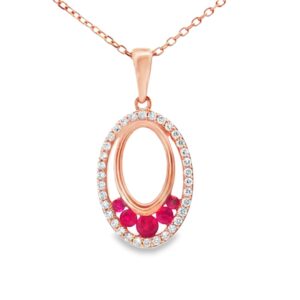 14K Rose Gold Ruby and Diamond Pendant